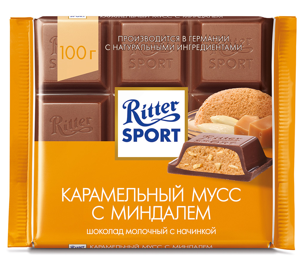 Шоколад молочный Карамельный мусс RITTER SPORT,100 гр