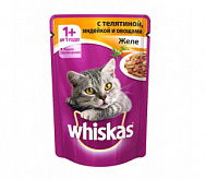 Корм для кошек WHISKAS Желе с телятиной, индейкой и овощами, 85г Корм для кошек WHISKAS Желе с телятиной, индейкой и овощами, 85г